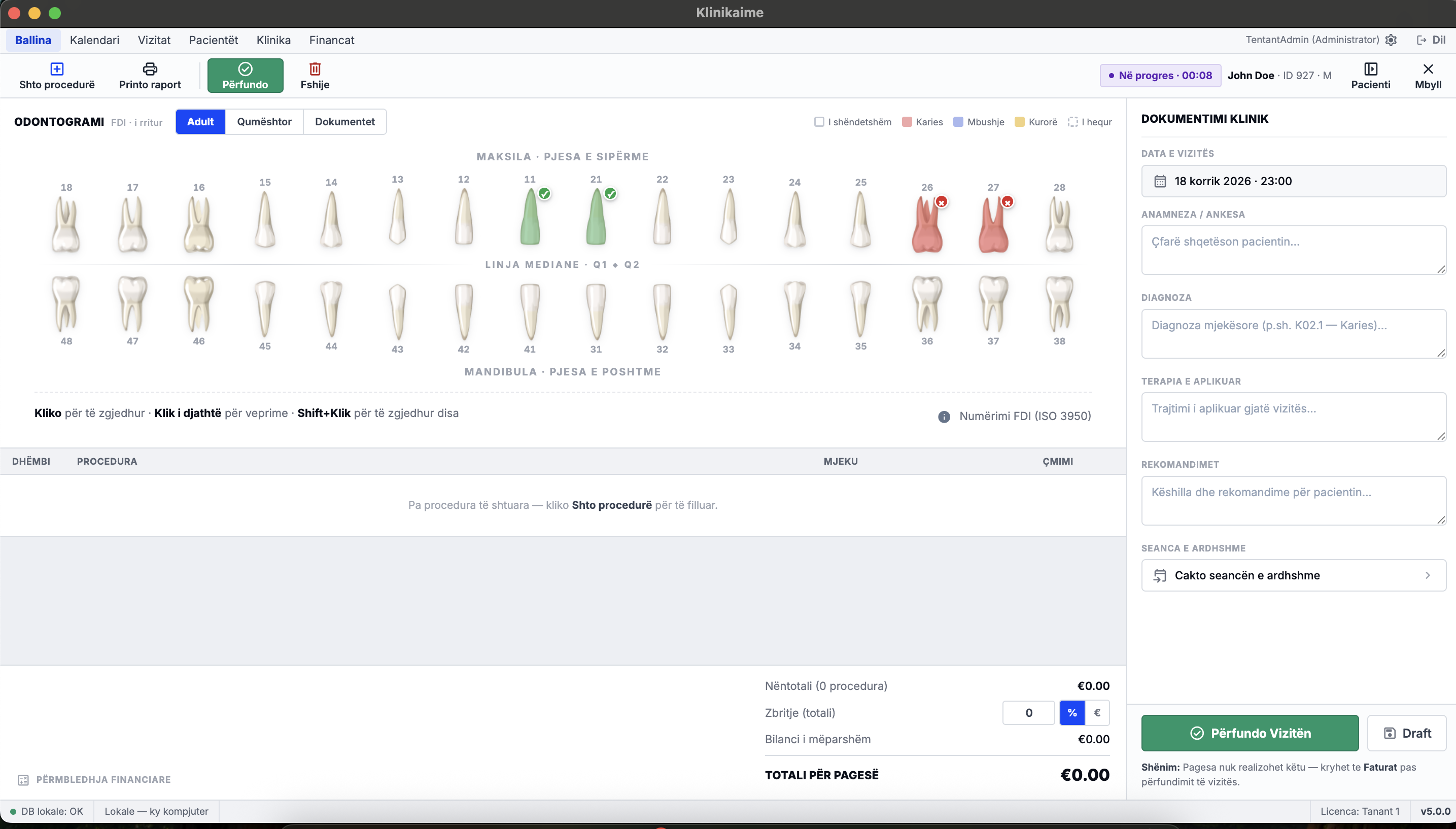 Klinikaime — vizita dhe procedurat